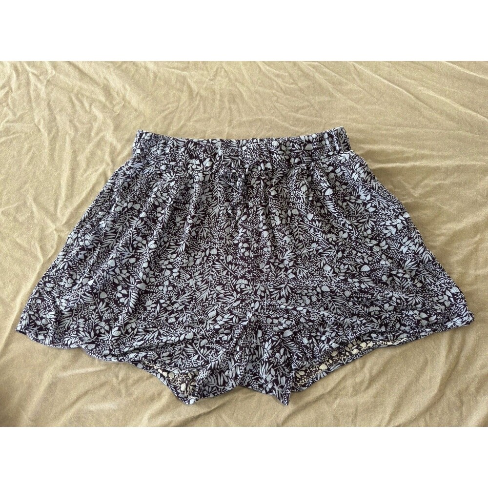 West Loop Blue Floral Women's Shorts Elastic Waist w/Pockets Comfort Size S/M